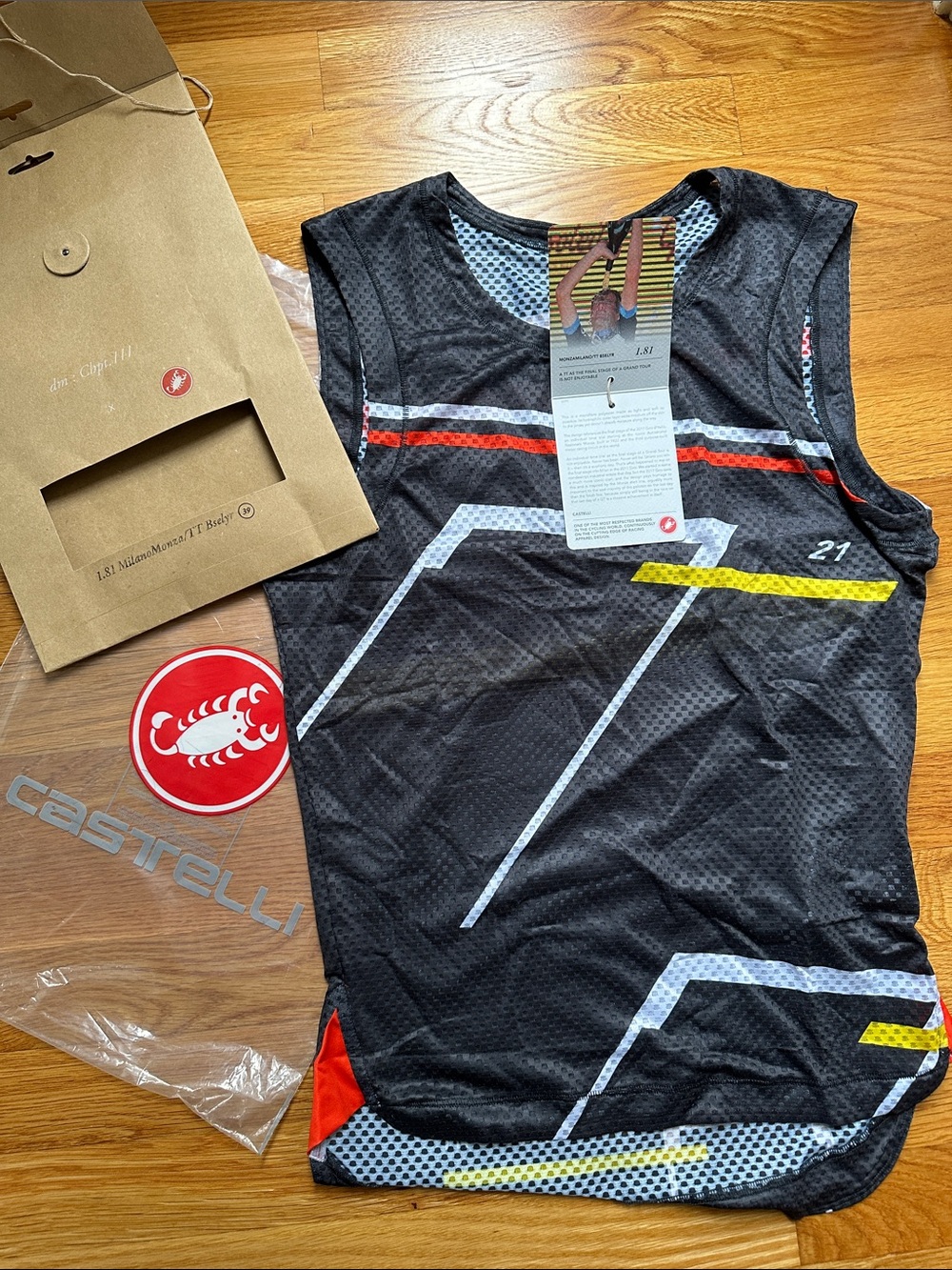 Castelli Monza Milano ITT Men’s New  Black Sleeveless Cycling Shirt tank size 39